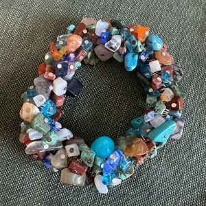 Gemstone Mix & Millefiori Beaded Bracelet